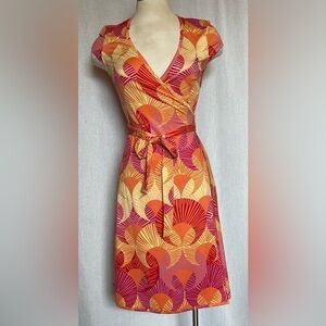 JB By Julie Brown red fan wrap dress